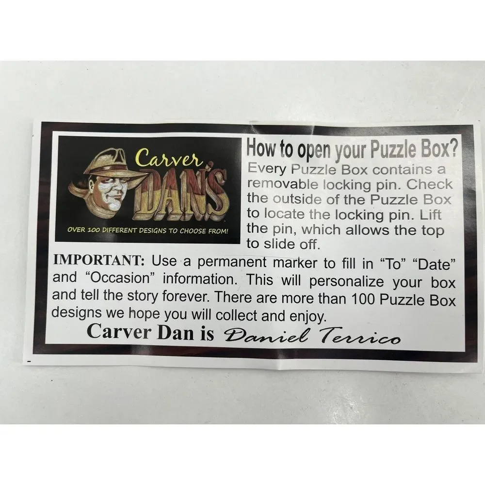 Carver Dan's Handcrafted Wood Puzzle Box 